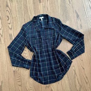 JOIE Button Down Plaid Pattern Utility Blouse NWOT